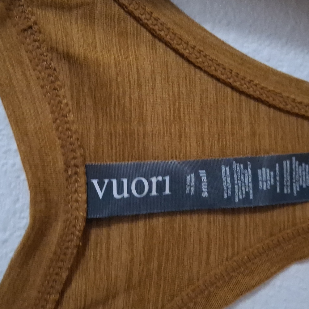 Vuori Lux Performance Tank Top Dark Golden Heather Brown Racerback Size Small - Picture 3 of 4